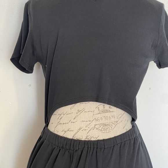 Theysken's Theory Dress Womens Sz Small Black Open back Pima Cotton Short Sleeve - Picture 6 of 12